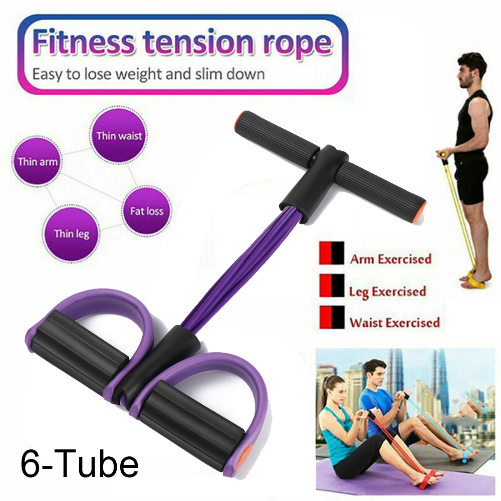 SEHLW953 6-Tube Gym Outdoor Yoga Tension Bands Pedal Exerciser Fitness Pull Rope