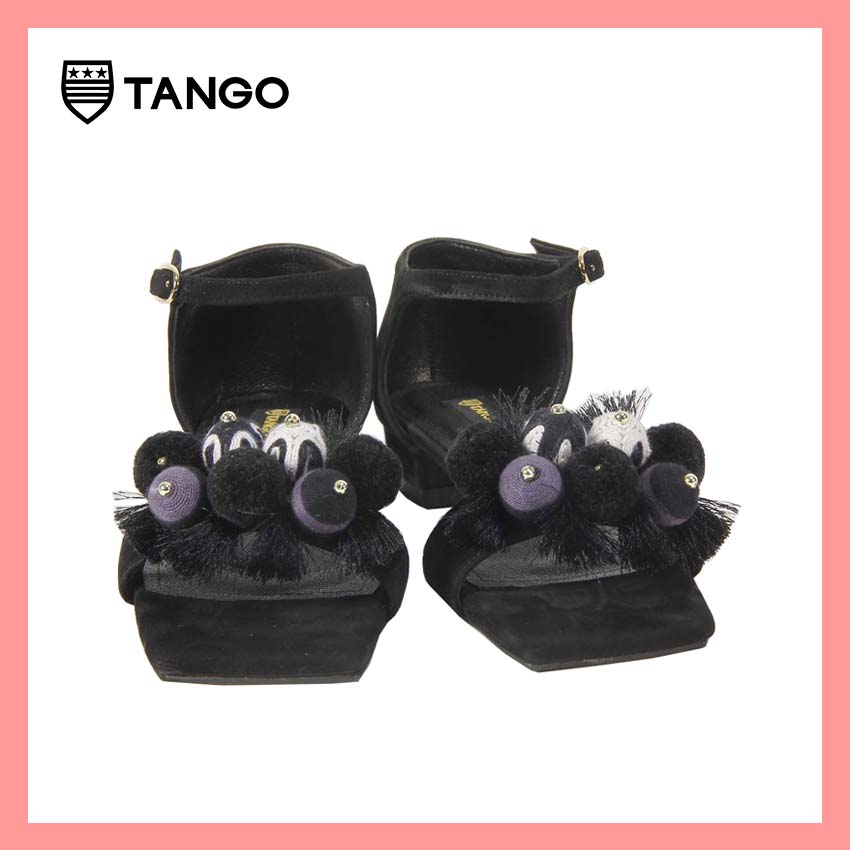 TANGO รองเท้าแฟชั่นสตรีรุ่น NIKITA ปักมือ ส้น 1 นิ้ว หนังกลับแท้ Suede Leather Sandals