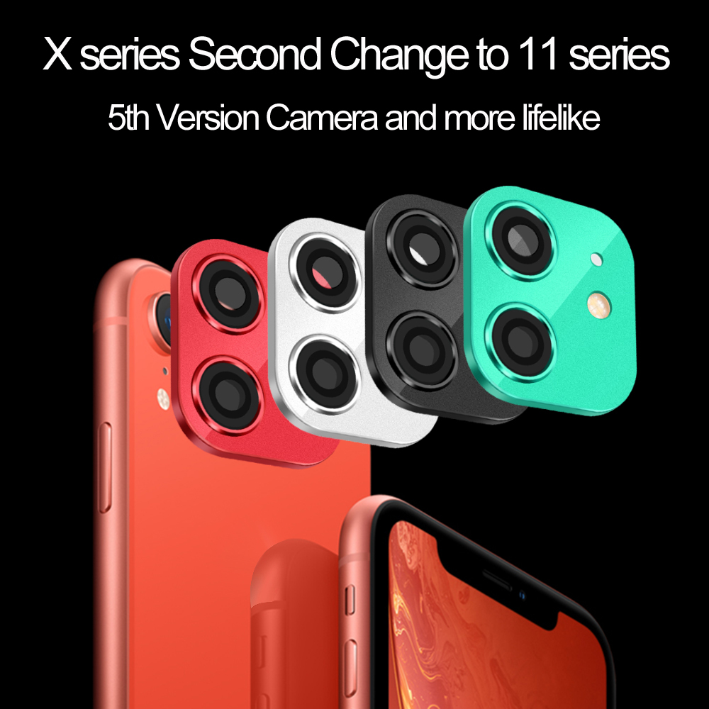 OVCHED SHOP Luxury Glass Support flash Mobile Accessories Fake Camera Lens Cover Sticker Case Second Change to iPhone 11 Pro Max