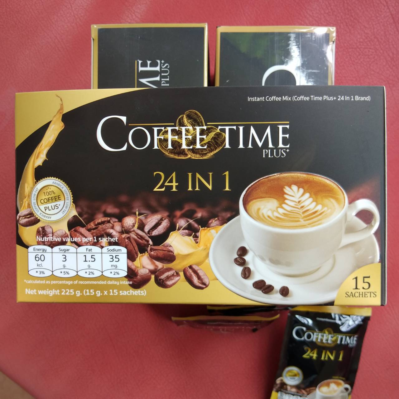 Coffee Time Plus+ คอฟฟี่ไทม์ พลัส 24 in 1 (3 กล่อง แถม 3 ซอง) กาแฟปรุงสำเร็จ 24 ชนิด พรีเมียม หอมเข้มเต็มอารมณ์มอคค่า ราคา 675 บาท*ส่งฟรี