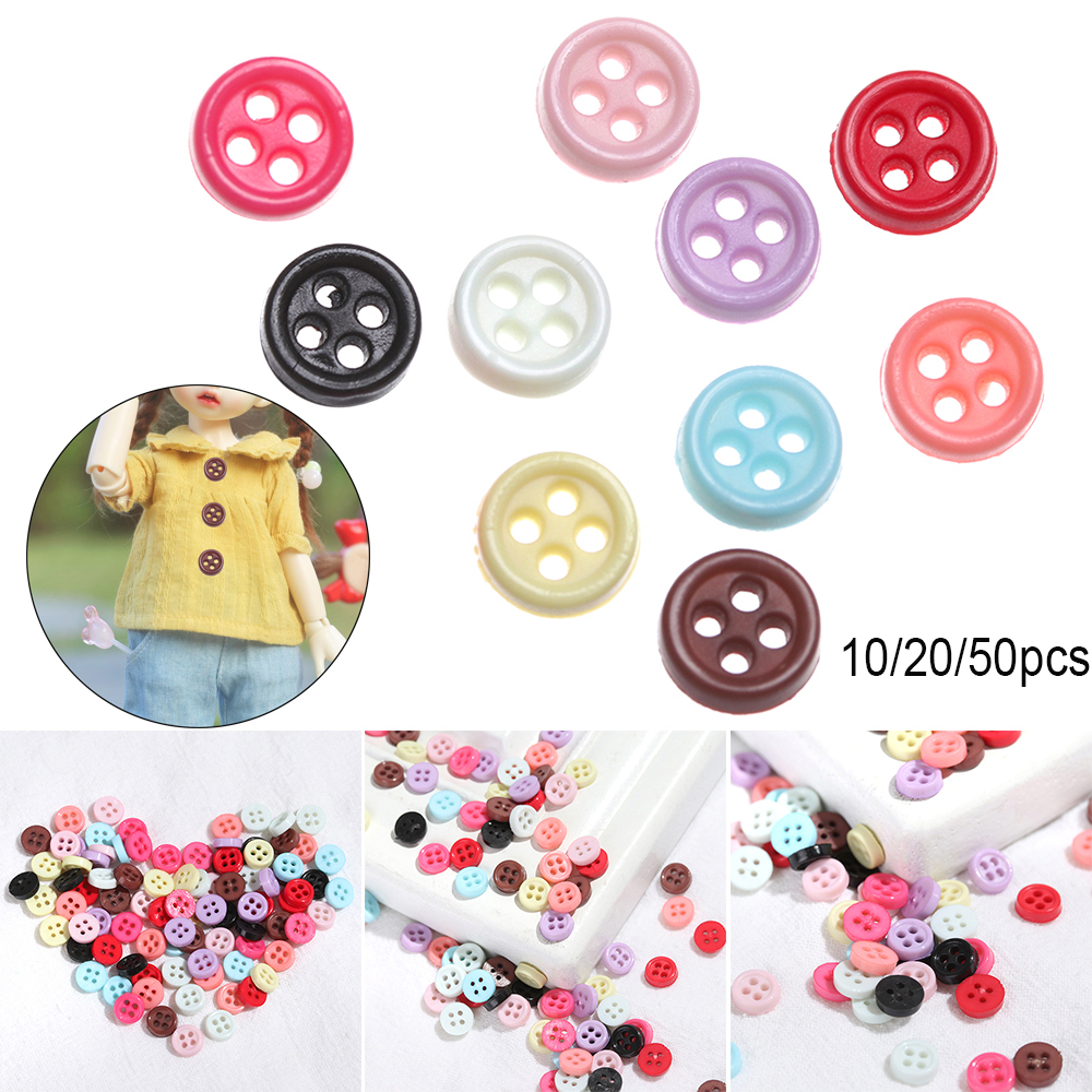 XI24GTCZM 10/20/50pcs Newest Clothing Buckles Multi-color 6mm DIY Sewing Accessories Mini Doll Buttons Plastic Button Round Buckle