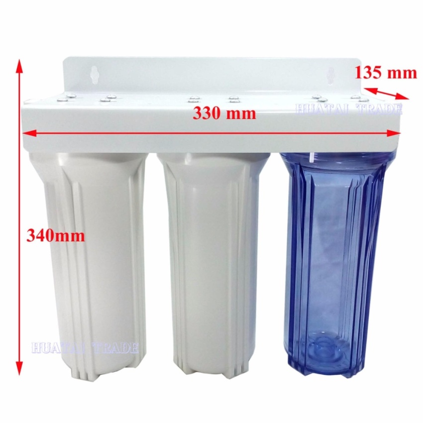 ADD-กระบอกกรองน้ำ Housing 3 ขั้นตอน 10 นิ้ว พร้อมแผ่นเหล็ก ( case ) ยึดตัวกระบอกนำ้ ( เป็นเครื่องกรองกระบอกเปล่าไม่รวมไส้กรอง) รุ่น-T-100 NET