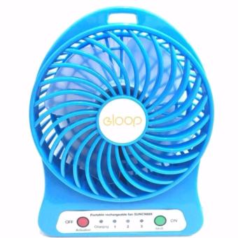 ซื้อ/ขาย eloop Mini fan พัดลมพกพาขนาดเล็ก ชาร์จสายUSB ใส่ถ่าน ลมแรง - สีฟ้า