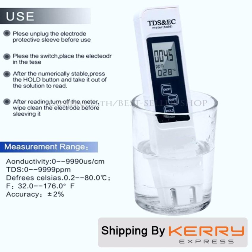 เครื่องวัดคุณภาพน้ำ วัดคุณภาพน้ำ วัดความเข้มของปุ๋ยและแร่ธาตุในน้ำ TDS Tester EC Temperature Meter เครื่องวัดคุณภาพน้ำ วัดคุณภาพน้ำ วัดความเข้มของปุ๋ยและแร่ธาตุในน้ำ TDS Tester EC Temperature Meter