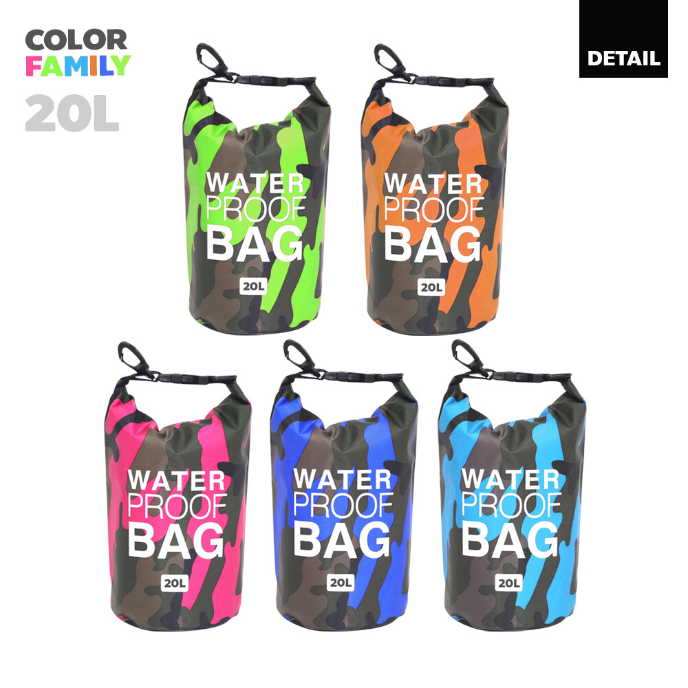 เกี่ยวกับสินค้า กระเป๋ากันน้ำ กันฝุ่น ถุงกันน้ำ ถุงทะเล WATERPROOF BAG กระเป๋าสะพายไหล่กันน้ำ ขนาด 10 / 20 ลิตร 5สี