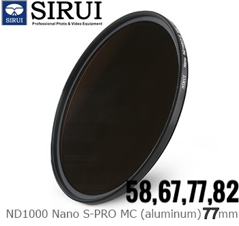 ฟิวเตอร filter Sirui ND1000 Nano S-PRO MC (aluminum) 58,67,77,82 mm ประกันศูนย์