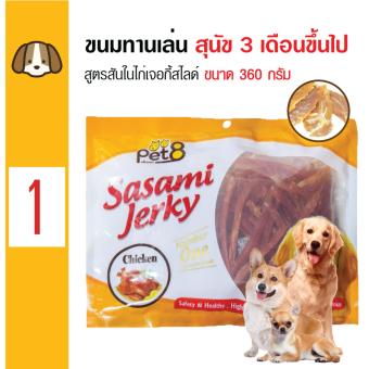 Pet8 Sasami ขนมสุนัข ขนมทานเล่น สูตรสันในไก่เจอกี้สไลด์ สำหรับสุนัข 3 เดือนขึ้นไป ขนาด 360 กรัม (JJ401) Pet8 Sasami ขนมสุนัข ขนมทานเล่น สูตรสันในไก่เจอกี้สไลด์ สำหรับสุนัข 3 เดือนขึ้นไป ขนาด 360 กรัม (JJ401)