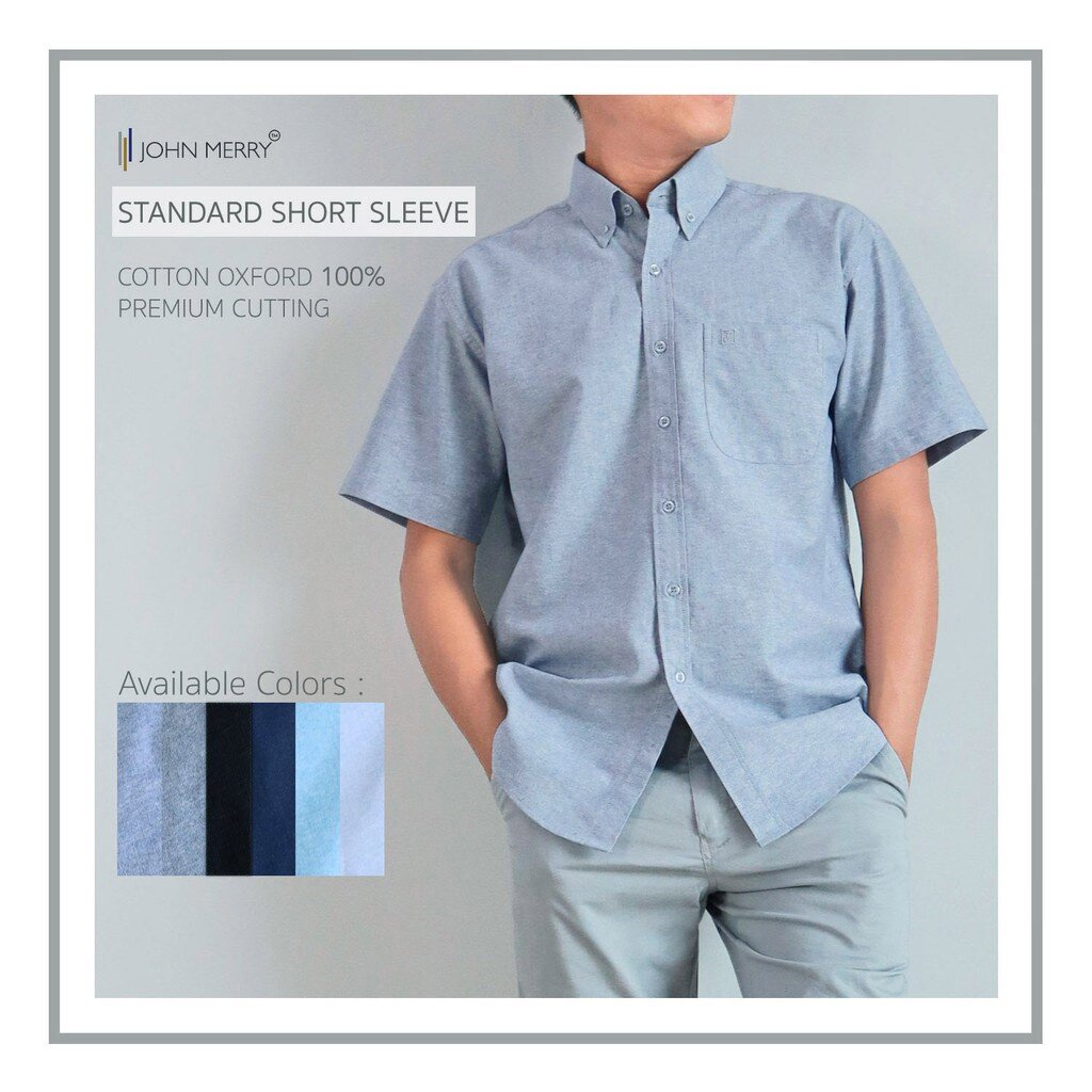 [ใหม่!] STANDARD SHORT SLEEVE เชิ๊ตแขนสั้น Cotton Oxford - JOHN MERRY