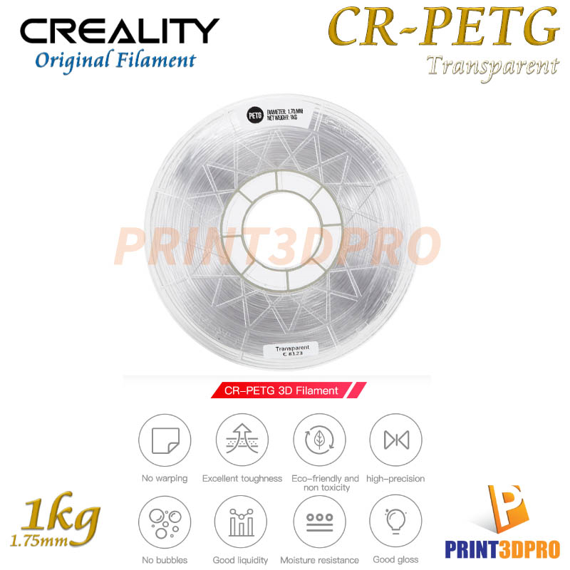 Creality Filament CR-PETG 1.75mm 1kg Eco-friendly, odorless and non-toxic; Excellent stability and moisture resistance.