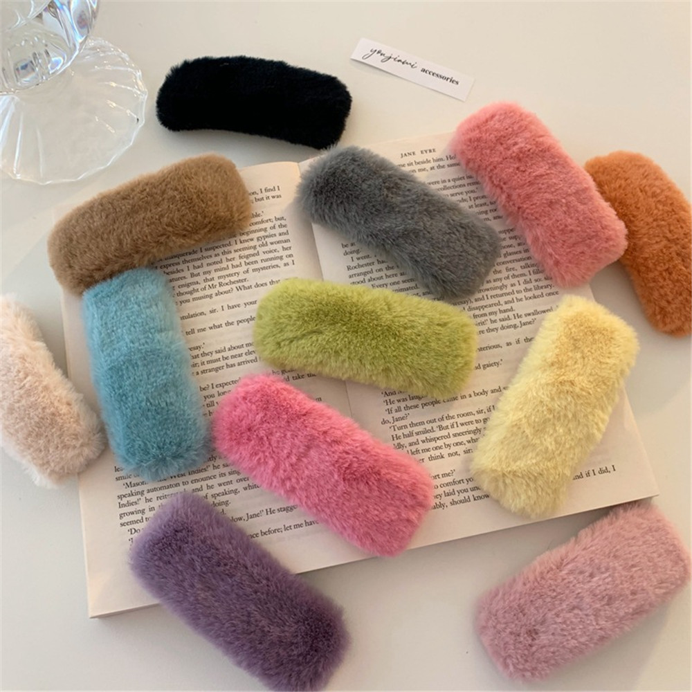 N33GVC3Q Winter Faux Rabbit Fur Hair Accessories Women Girls Barrettes Plush Hairpin Hair Clips Ornaments Headdress