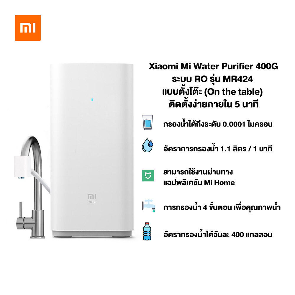 Xiaomi Water Purifier 400G รุ่น MR424 เครื่องกรองน้ำอัจฉริยะ ควบคุมผ่านแอพ แบบตั้งบนโต๊ะ By Mac Modern