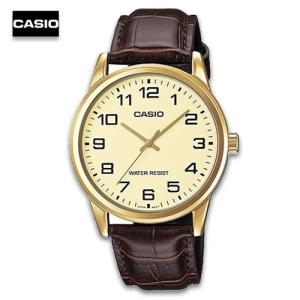 ภาพหน้าปกสินค้าVelashop Casio นาฬิกาข้อมือผู้ชาย สีน้ำตาล/ทอง สายหนัง รุ่น MTP-V001GL-9BUDF, MTP-V001GL-9B, MTP-V001GL ซึ่งคุณอาจชอบสินค้านี้