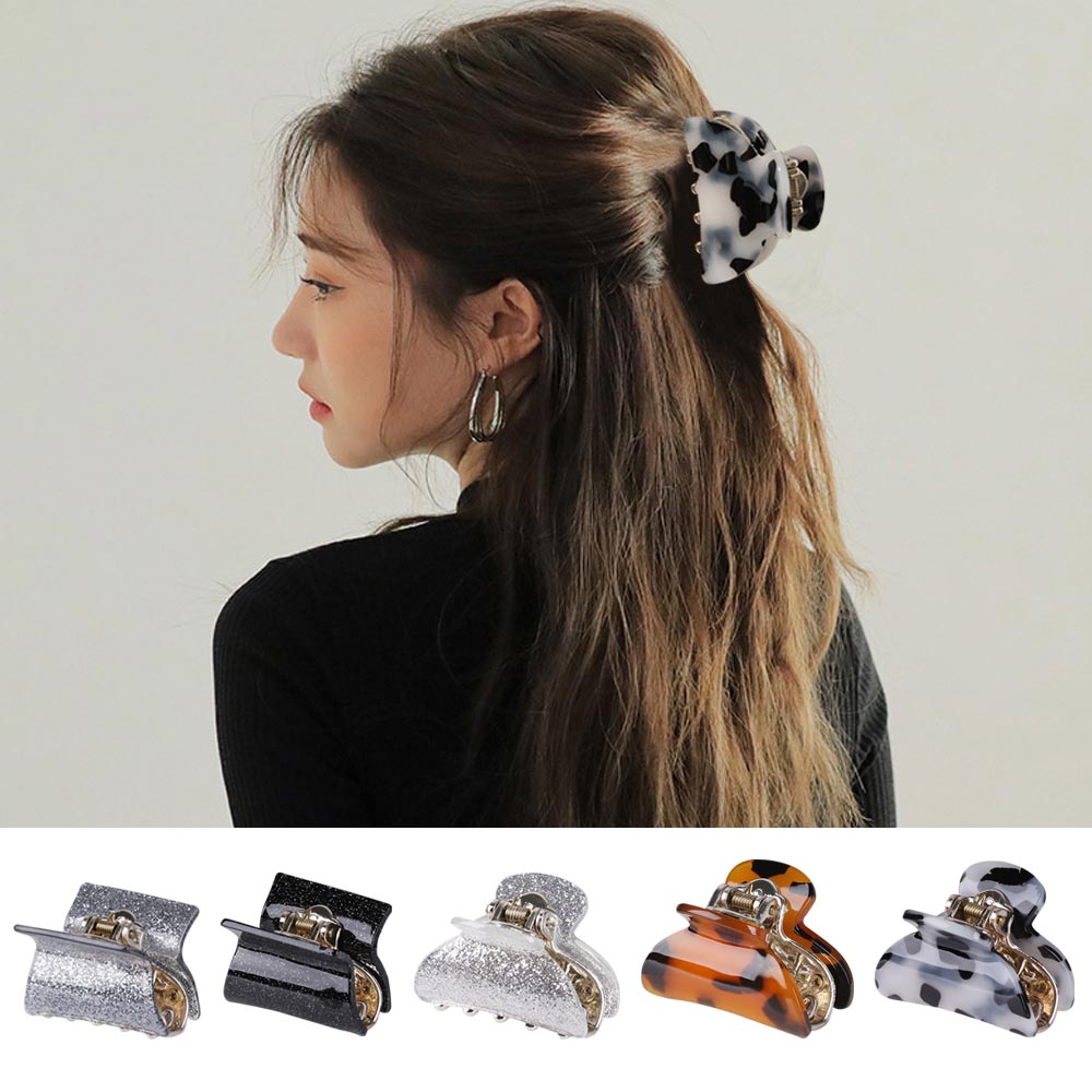 GVGSX9N Women Girls Acrylic Shinny Small Hair Claw Clip Hair Clamps Barrette Metal Hairpins