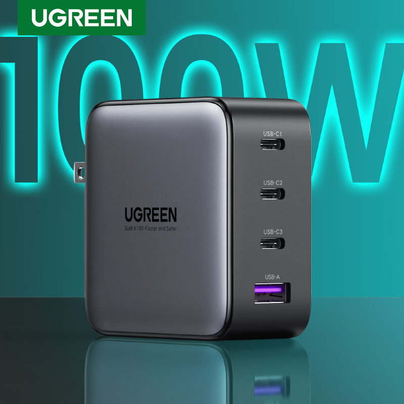 UGREEN USB US EU Charger 100W GaN 4-Ports Charger for Macbook tablet Fast Charging for iPhone Xiaomi USB Type C PD Charge for iPhone 12 11