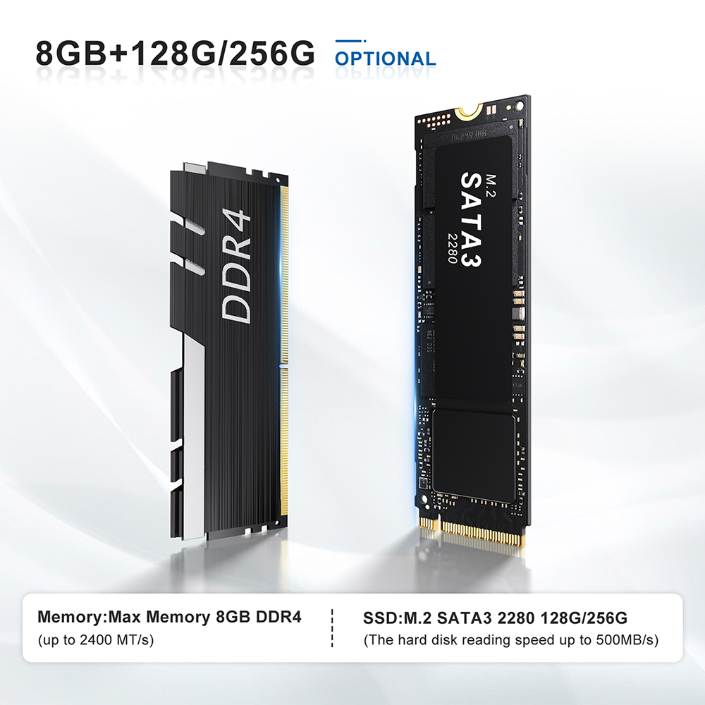 มุมมองเพิ่มเติมของสินค้า New GKMINI Mini PC (Pre-activated Win 10 Pro) Beelink Desktop 8GB+256GB CPU Intel Celeron J4125 Quad-Core Blth 2.4G/5.8G WIFI Dual HDMI O Gigabit Internet Mini Computer Mini CPU Qonzo
