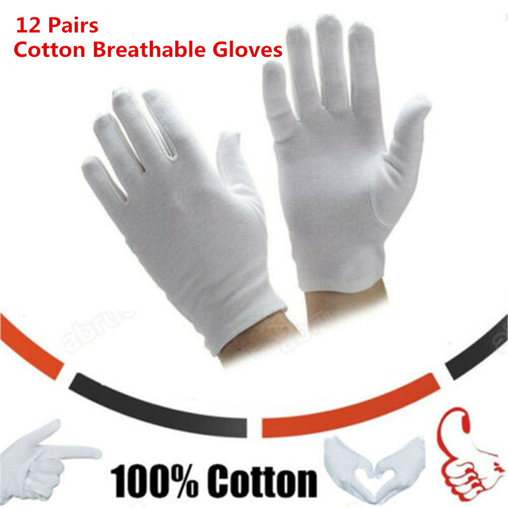 QJZN6F8XJ 12 Pairs New Hot Moisturising Beauty Magician Comfortable Etiquette Gloves White Gloves Work 100% Cotton