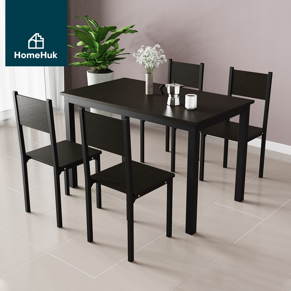 [มาใหม่ 3สี] HomeHuk ชุดโต๊ะอาหาร พร้อมเก้าอี้ 4 ที่นั่ง 120x70x75cm ชุดโต๊ะกินข้าว โต๊ะกินข้าว เก้าอี้กินข้าว โฮมฮัก