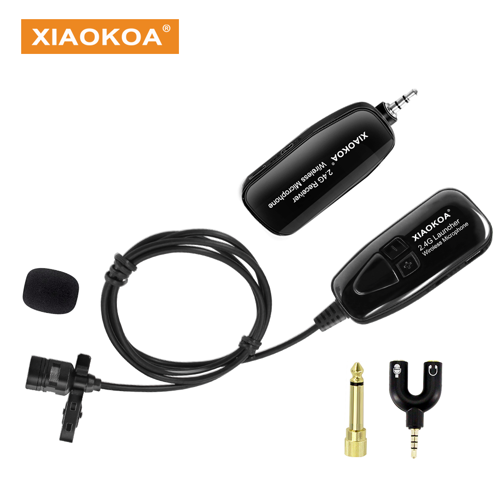 XIAOKOA 2.4G Wireless Lavalier Microphone for Amplifier Or Cellphone Recording&Live Streaming With Receiver Automatically Connect Transmission Distance 50m 400mAh For 6 hours ราคา 850 บาท*ส่งฟรี