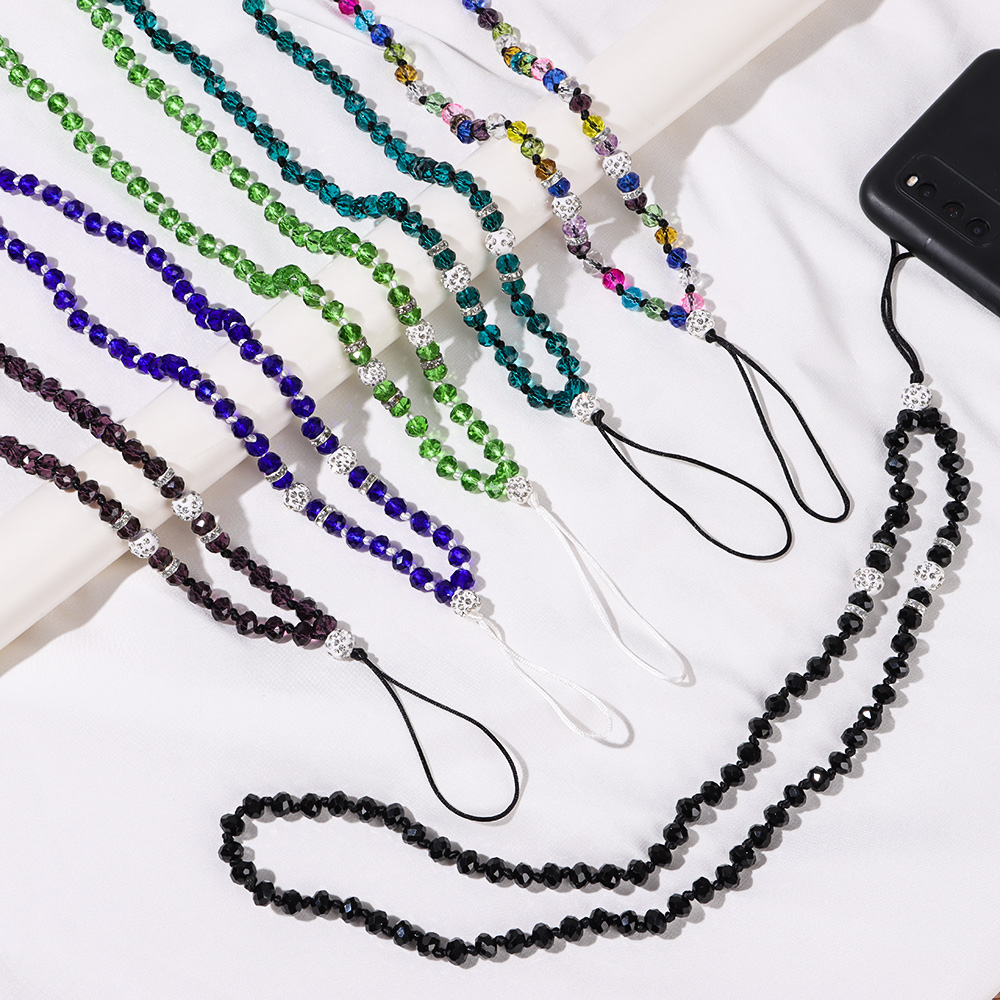 NQMODL SHOP New Artificial Crystal Women Colorful Cell Phone Case Hanging Cord Phone Hang Rope Mobile Phone Strap Lanyard Phone Chain