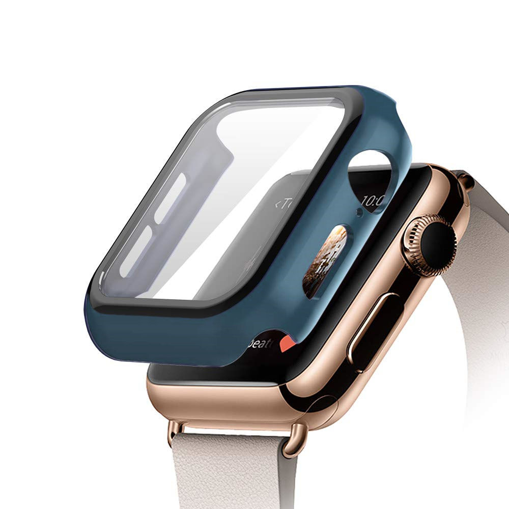 Case กันกระแทก สำหรับ Apple Watch Series 1/2/3/4/5/6 พร้อมกระจกกันรอยคลุมรอบหน้าจอ แบบสีด้าน