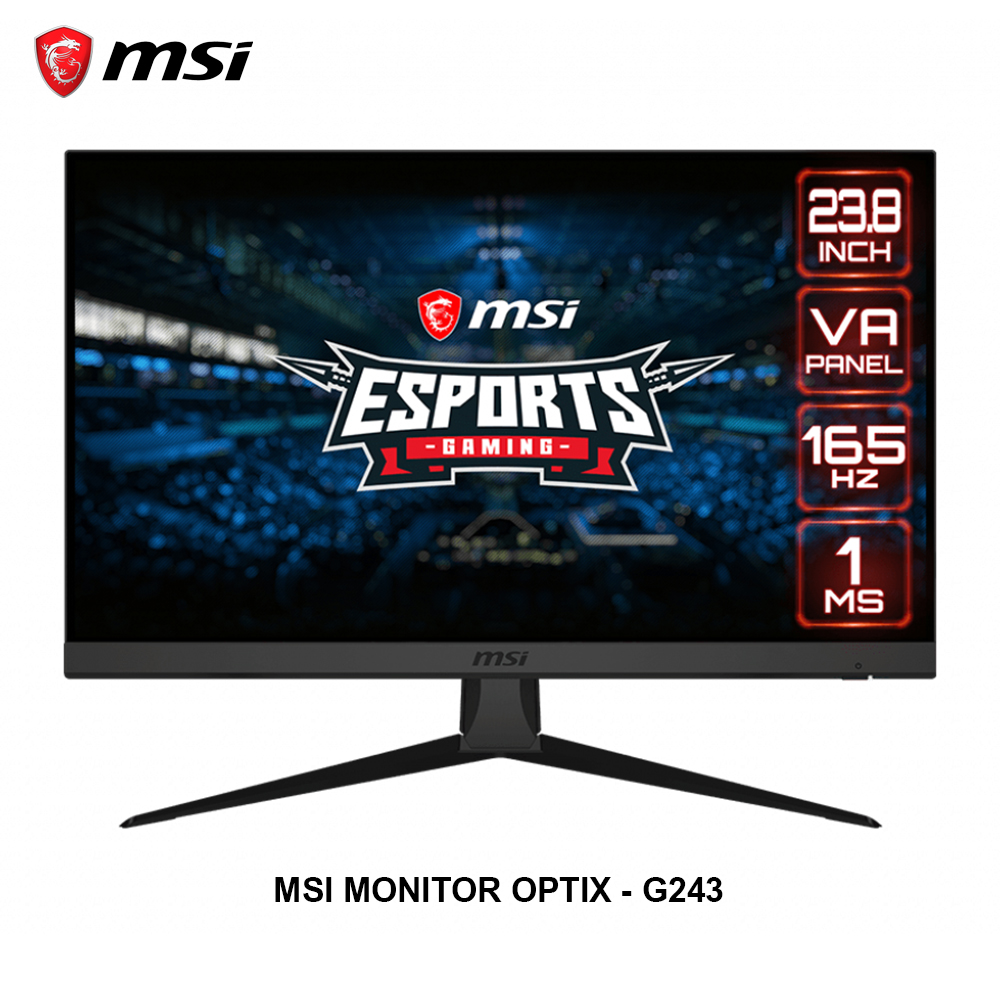 MSI MONITOR OPTIX G243 จอมอนิเตอร์ขนาด 23.8 นิ้ว ความละเอียด 1920X1080FHD Refresh Rate 165Hz อัตราการตอบสนอง 1MS รับประกัน 3 ปี By Mac Modern ราคา 7,900 บาท*ส่งฟรี