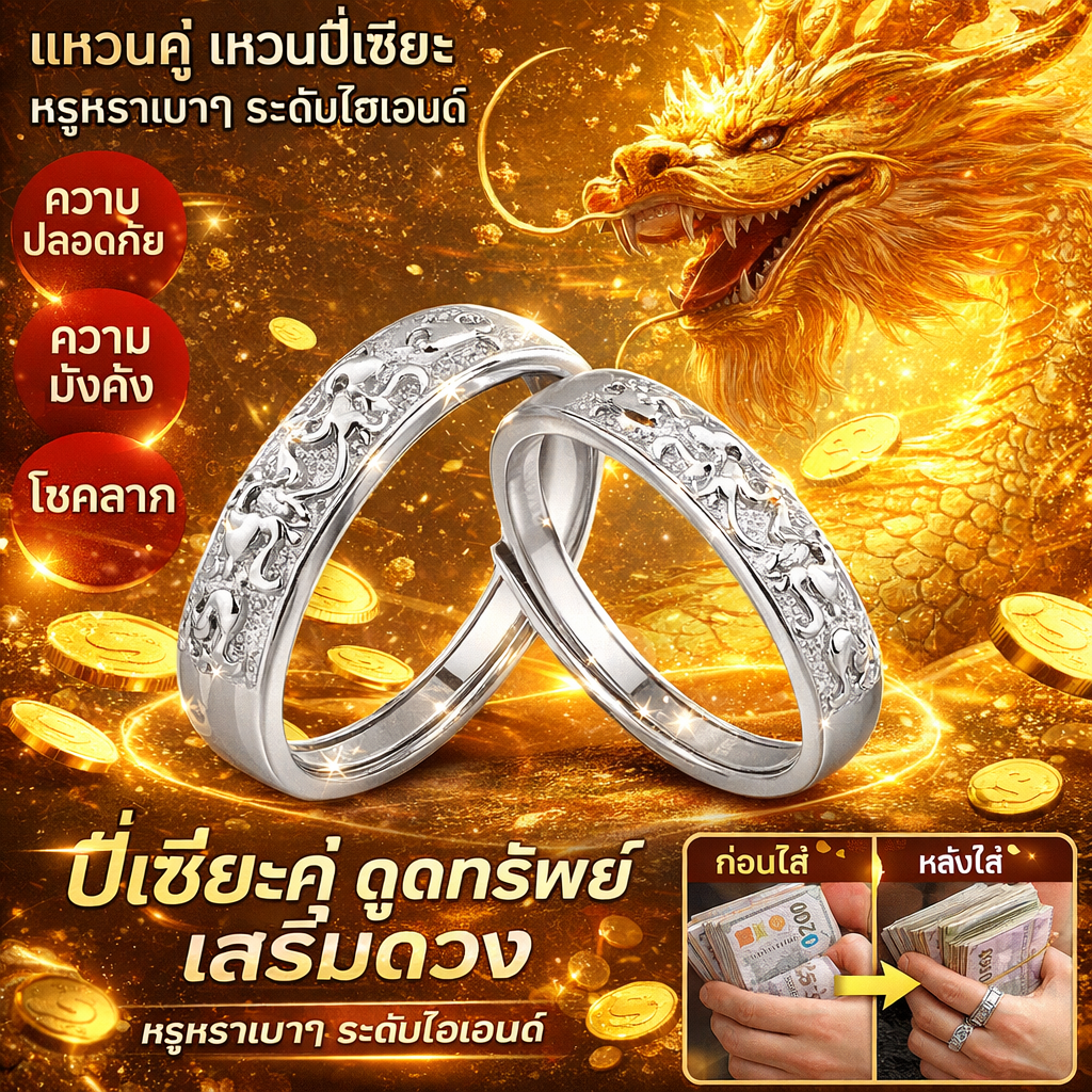 แหวนปี่เซียะ แหวนมังกร ดีไซน์พิเศษ แหวนสิงโตและเสือ