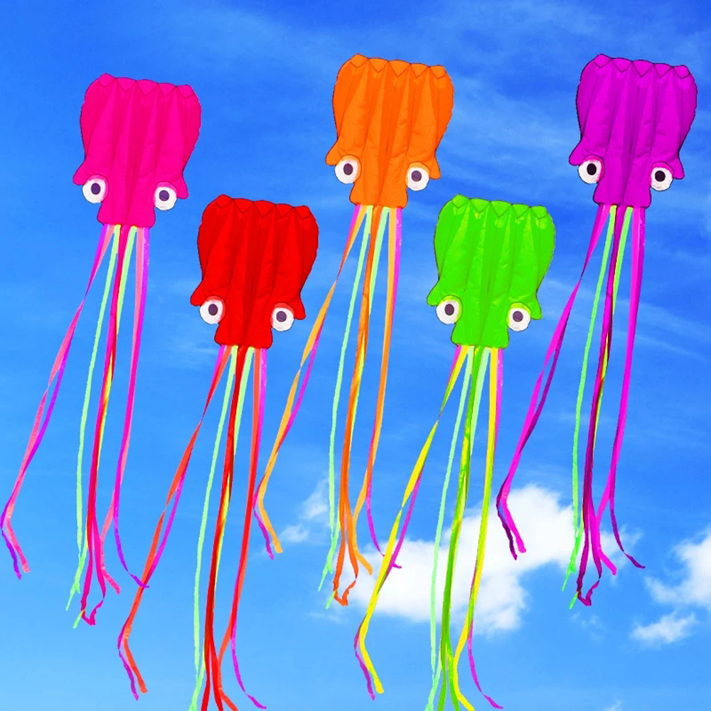 IJVBTV ของเล่นว่าวบินของเล่นกลางแจ้งยาว Tail Kite ขนาดใหญ่ Octopus Flying String 4M 3D ว่าวปลาหมึกว่าวปลาหมึกสัตว์ Kite ว่าวลอยได้