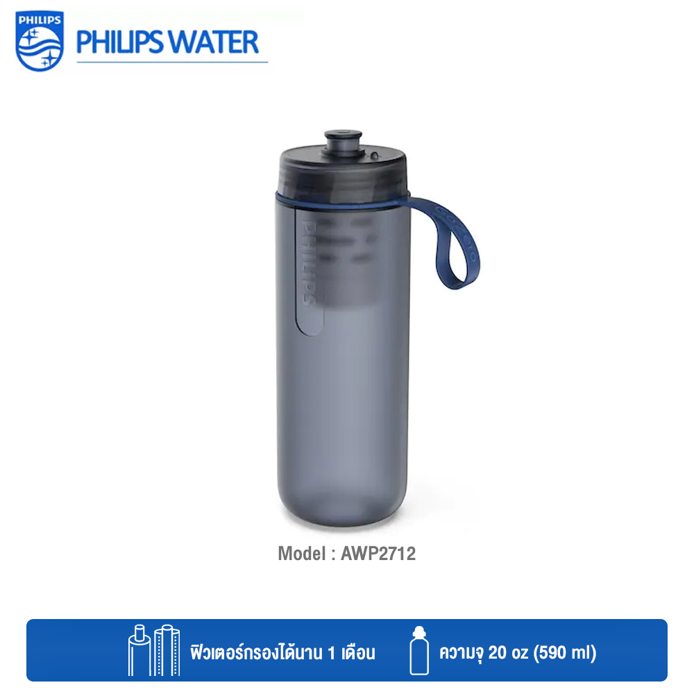 Philips Water GoZero Active Bottle with Fitness Filter AWP2712BLR กระบอกกรองน้ำ สำหรับฟิตเนส By MacModern