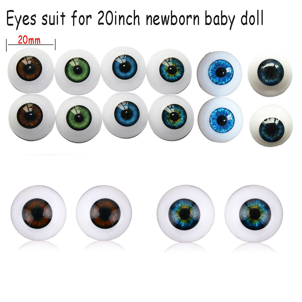 XUEWAN 1คู่20มม.เด็กอุปกรณ์ของเล่นสัตว์สีฟ้าสีน้ำตาลสีดำครึ่งรอบ Hollow Eyeballs 20นิ้วทารกแรกเกิดตุ๊กตาที่เหมือนจริงตา