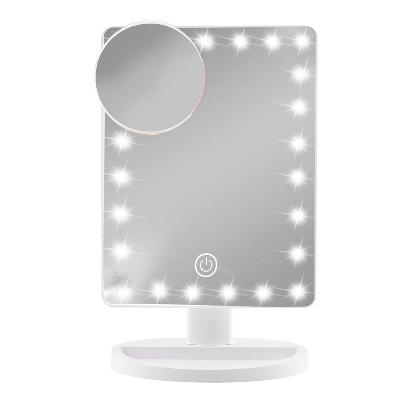 Makeup Vanity Mirror with 22 LED Lights Lighted 10X Magnification,Portable Press Screen Cosmetic Desk Table Mirror