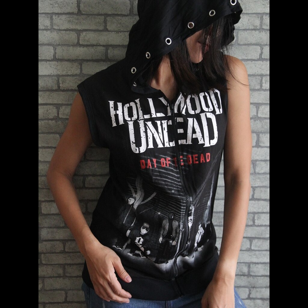 เสื้อฮู้ดแขนกุด เสื้อวงร็อค แจ็คเก็ต แนวสปอร์ต Handmade Rock Vest Hoodie Clearance (สินค้าจริงหมวกอาจไม่มีเจาะตาไก่เหมือนในรูป)