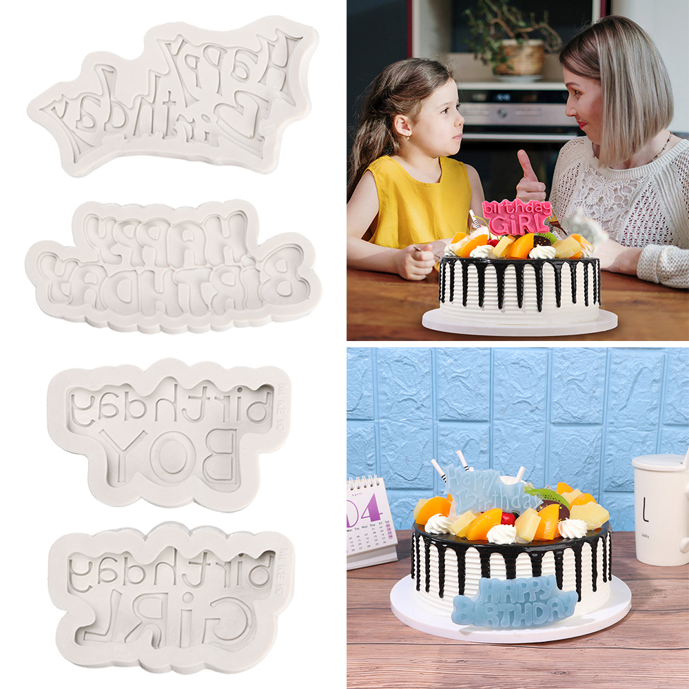 N33GVC3Q Happy birthday Birthday boy Crystal Glue Epoxy DIY Craft Silicone Molds Chocolate Making Cake Mold Resin Mould