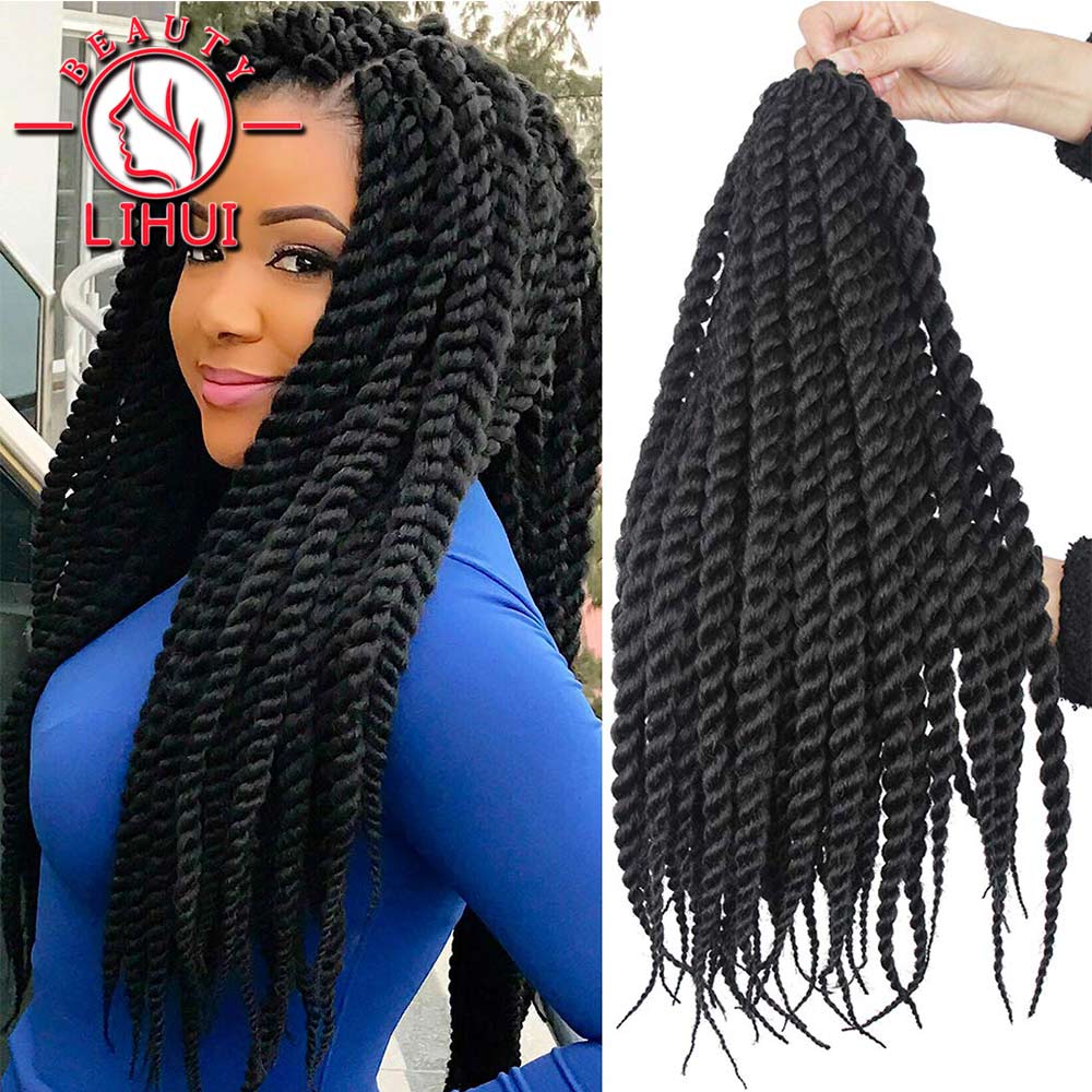 Lihui havana twist tóc tết 12inch 18inch 22inch tóc nối tổng hợp cho phụ nữ da đen lớn tóc xoăn kiểu senegal