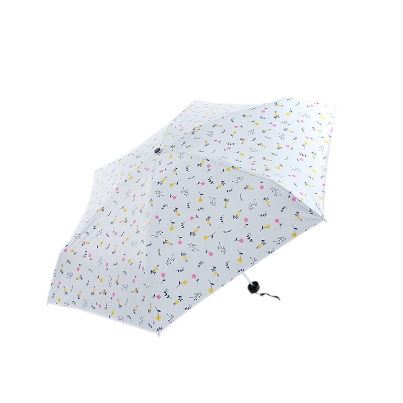 Flower UV Fresh Small Flowers Pattern 5-Folding Rainy Mini Pocket Umbrella for Women Anti-UV Small Parasol Umbrellas