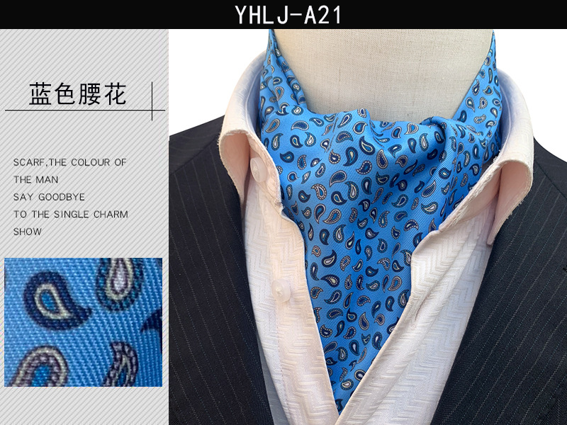 Mens New Design Retro High-end Printing Long Silk Tie Cravat Gentleman Point Ascot