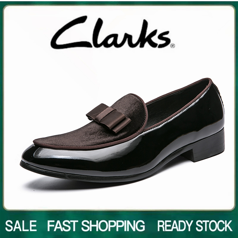 Clarks_ giày cho nam da lộn giày da lộn trượt trên màu nâu