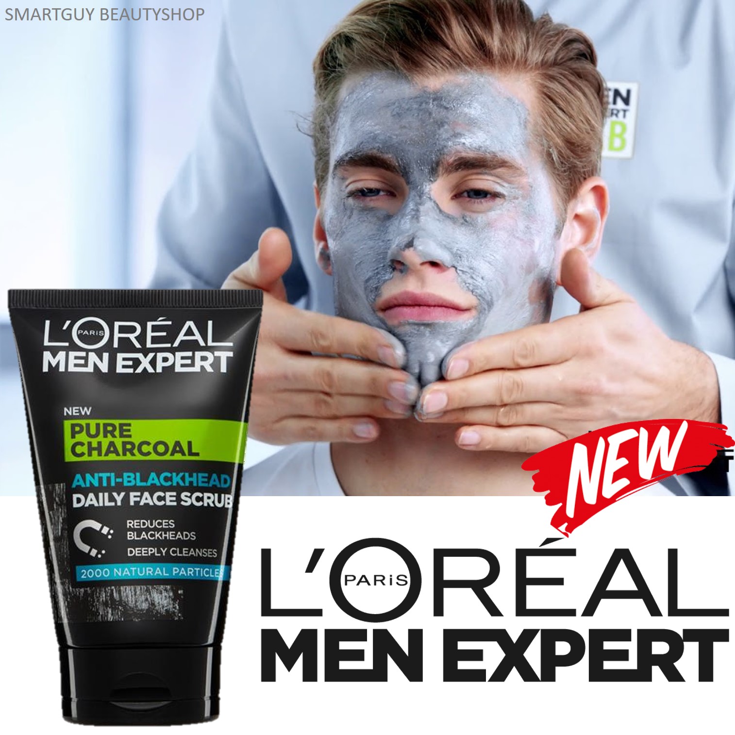 L'Oréal Men Expert Pure Charcoal Anti-Blackhead Daily Face Scrub คลีนซิ่งสครับทำความสะอาดผิวหน้าสำหรับผู้ชายสูตรพิเศษสินค้านำเข้าจากออสเตรเลียพร้อมส่ง ราคา 849 บาท*ส่งฟรี