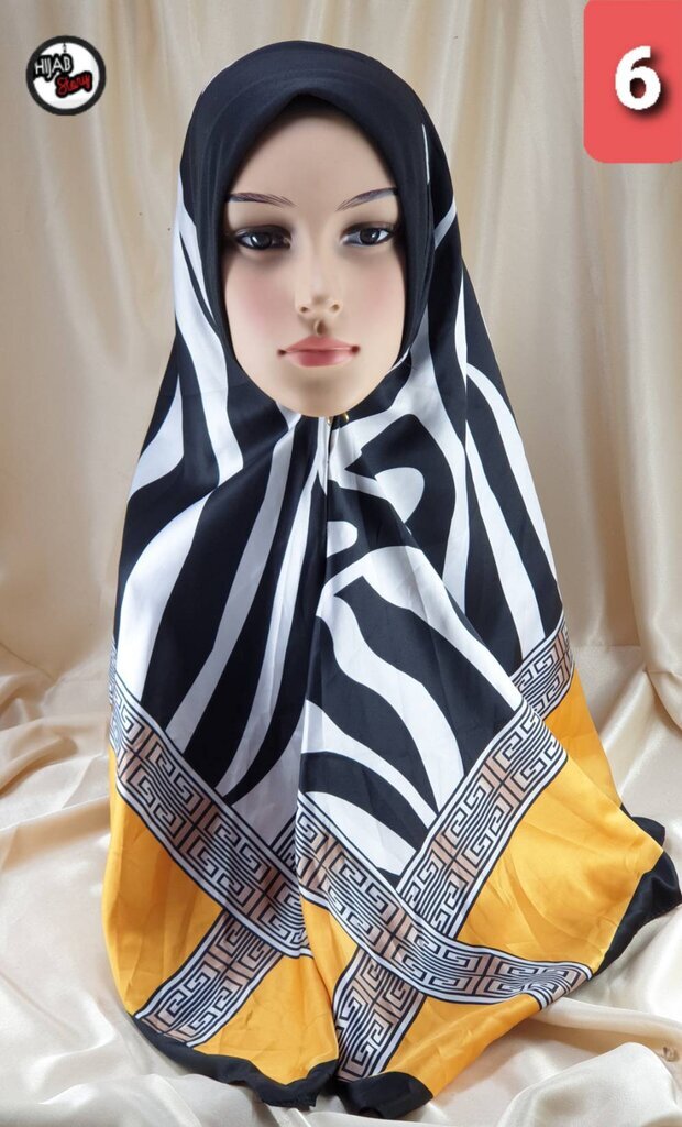 ผ้าคลุมฮิญาบ ฮิญาบแฟชั่น ฮิญาบสำเร็จรูป ฮิญาบสวมสำเร็จ ผ้าซาติน คละลาย1 มีทรงหน้า ขนาดหลาสกรู