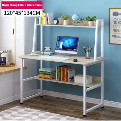 100/120CM Multi Layer Modern Office Desk Computer Table Laptop Study Table Metal Steel Frame Easy Assemble Home Office for Work (2)