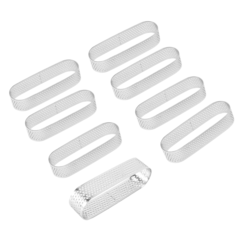 8Pcs Oval Tartlet Molds French Dessert Mousse Fruit Pie Tart Ring Quiche Cake Mold, Stainless Steel Tart Mousse Ring