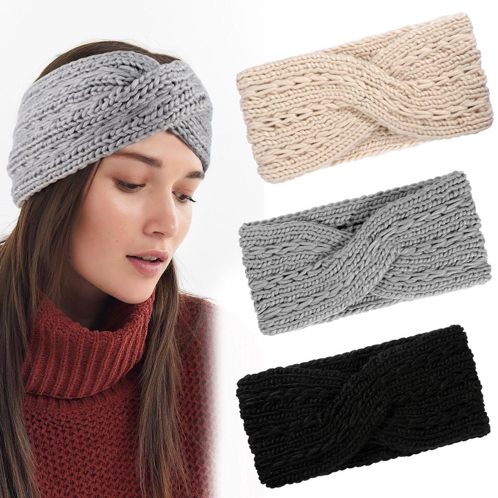 F8C503Y Warm Women Fashion Winter Knitted Hair Band Crochet Turban Girls Headbands Elastic Headwear