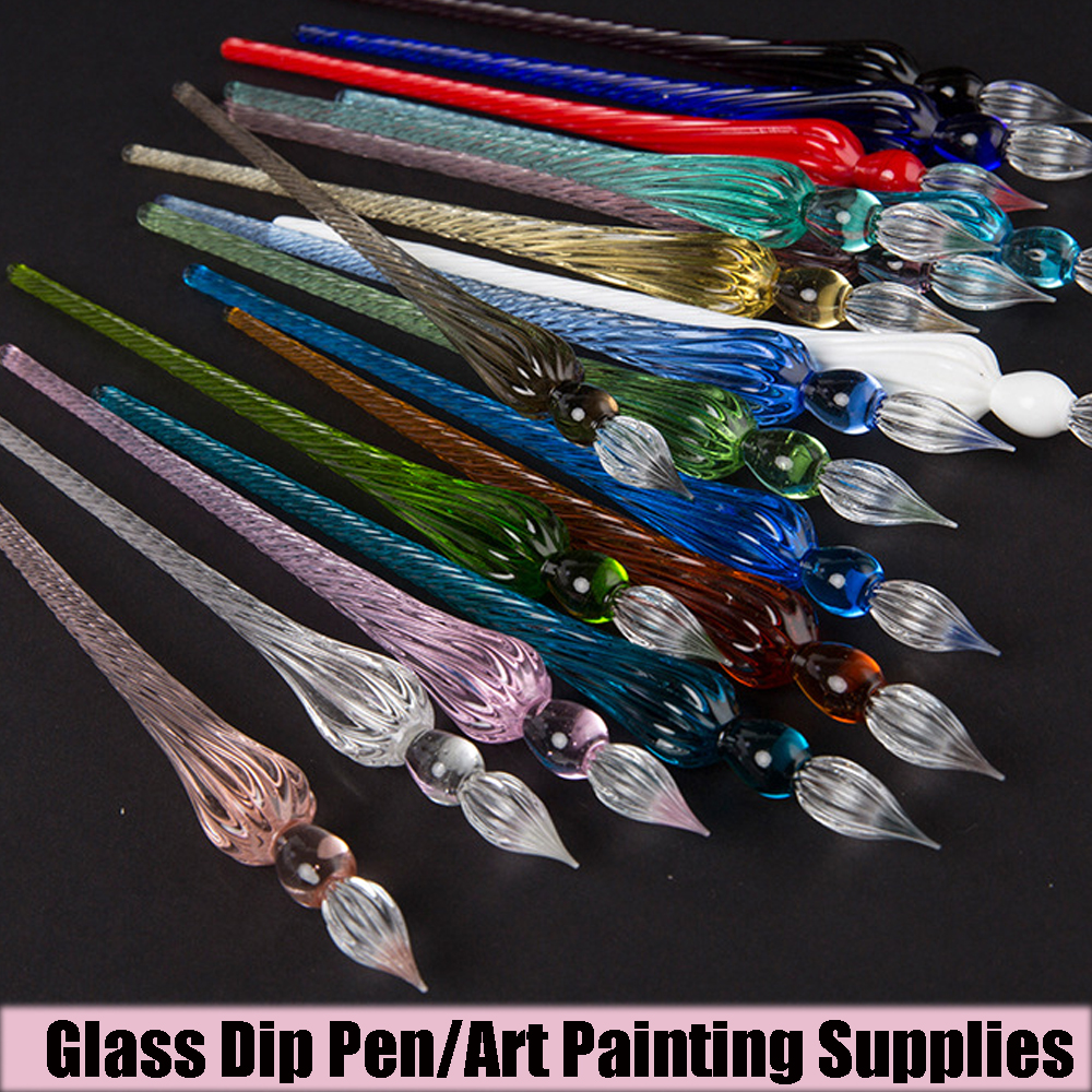 SM6N 1PC Handmade Signature Dipping Calligraphy Painting Supplies Fountain Pen Glass Dip Pen Filling Ink