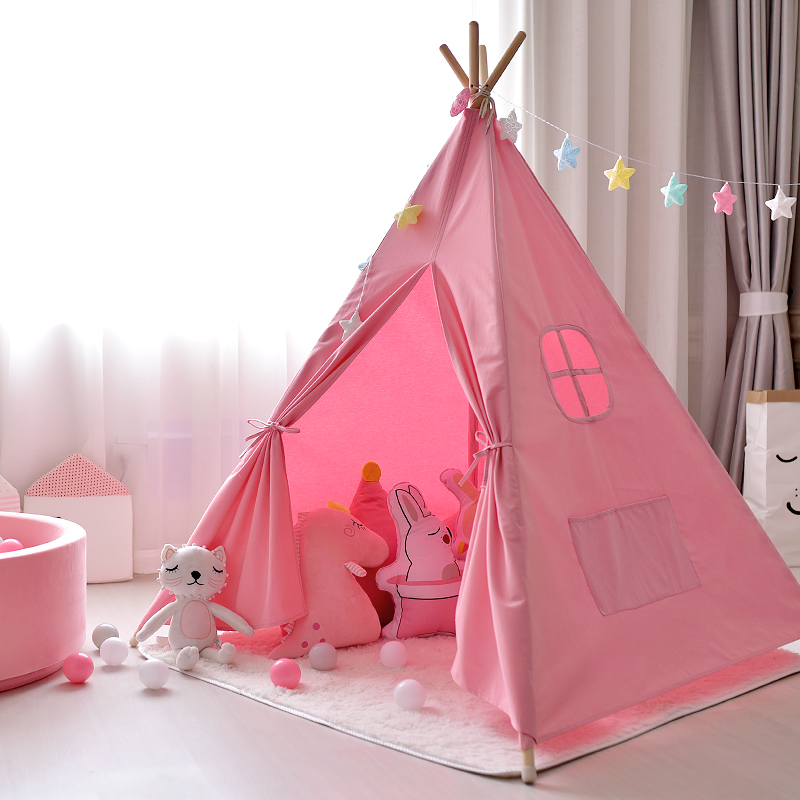 สีชมพูเด็กเต็นท์เกมบ้านในร่มบ้านสาวห้องเจ้าหญิงสาวหัวใจอินเดียเต็นท์ขนาดเล็กบ้านของเล่น