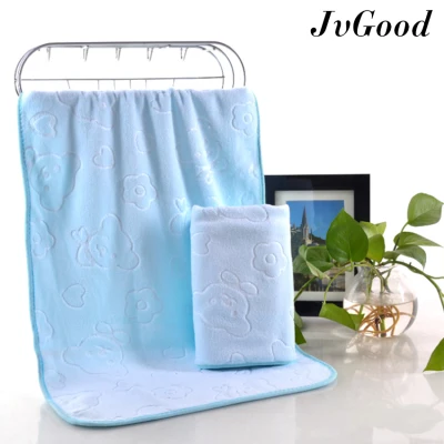 JvGood 100% Cotton Set of 2 Quick-Drying Super Soft Highly Absorbent 70*140cm Bath Towel + 28*60cm Towel Absorbent Bear Print Microfiber Beach Bath Towel for Bathroom (1)