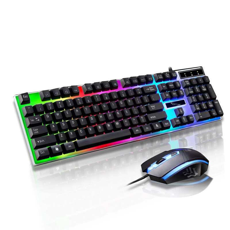 คีย์บอร์ด คีบอร์ดเกมมิ่ง แป้นพิมพ์ แป้นพิมพ์เกมGaming Keyboard with Mouse Backlight กับ LED RGB keycaps สีสันสดใสคีย์บอร์ด Gamer คีย์บอร์ด gaming