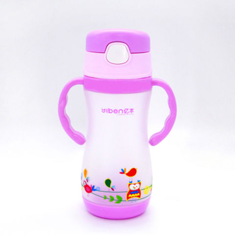 เด็กถ้วยเด็กSippyถ้วยวางถ้วยพลาสติกหญิงที่มีการจัดการอนุบาลขวดขวดแบบพกพารั่วซึม