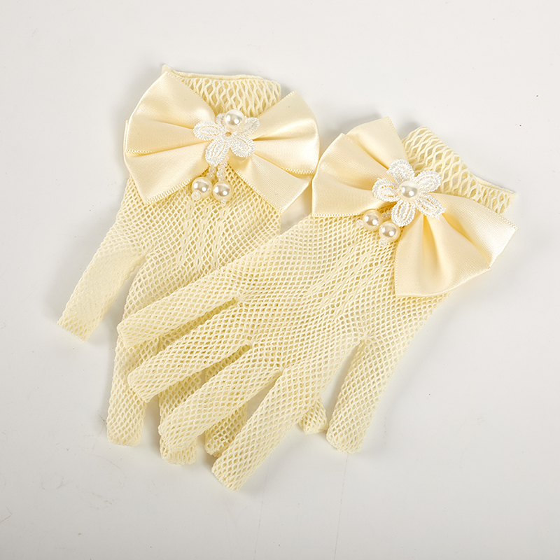 SHUNYING Girls wedding princess gloves mesh bow party birthday ceremony accessories