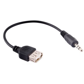 0.35M Male AUX Audio to USB 2.0 Female Car MP3 Converter Cable Cord(Black)