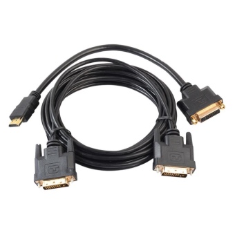 เสนอราคา 2 in 1 DVI Cable Male to Male + HDMI to DVI Cable Male to FemaleKit(Black)-5m - intl ขายด่วน 2 in 1 DVI Cable Male to Male + HDMI to DVI Cable Male to FemaleKit(Black)-5m - intl