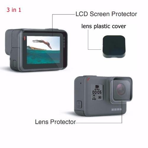 3in1 ฝาครอบเลนส์และชุดฟิล์มกันรอยหน้าเลนส์และจอภาพ GOPRO HORO5 3in1 ฝาครอบเลนส์และชุดฟิล์มกันรอยหน้าเลนส์และจอภาพ GOPRO HORO5